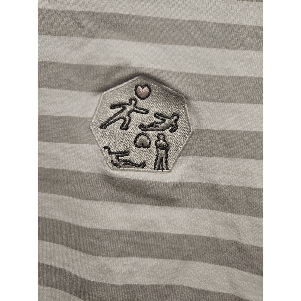 M.O.R.E. Striped Gray White Long Sleeve Fisherman French Classic Shirt, Size M - Picture 3 of 6